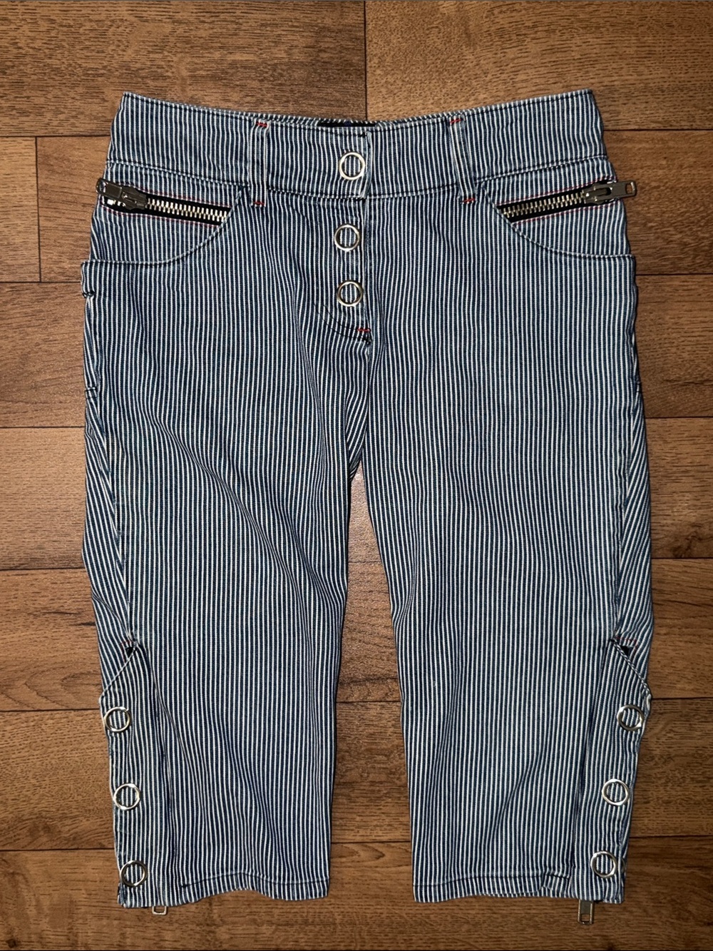 Vintage Lip Service Size P "Gangsta Pranksta" Series Railroad Strip Capri Pants